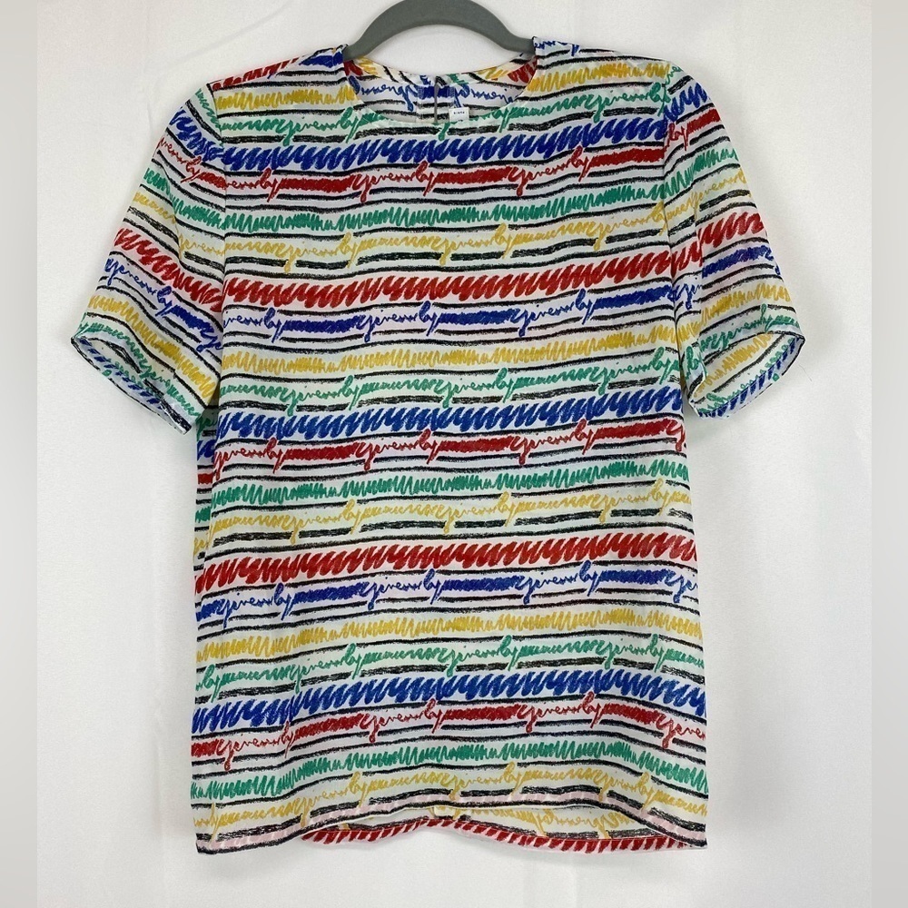 VINTAGE Boutique GIVENCHY Paris Multicolor Short Sleeve Blouse size 36
